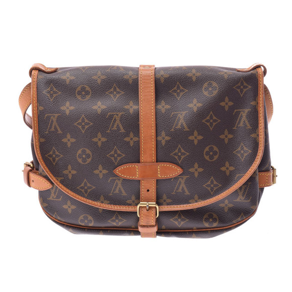 Louis Vuitton Monogram Brown Leather Shoulder Saumur Bag - Picture 2 of 12